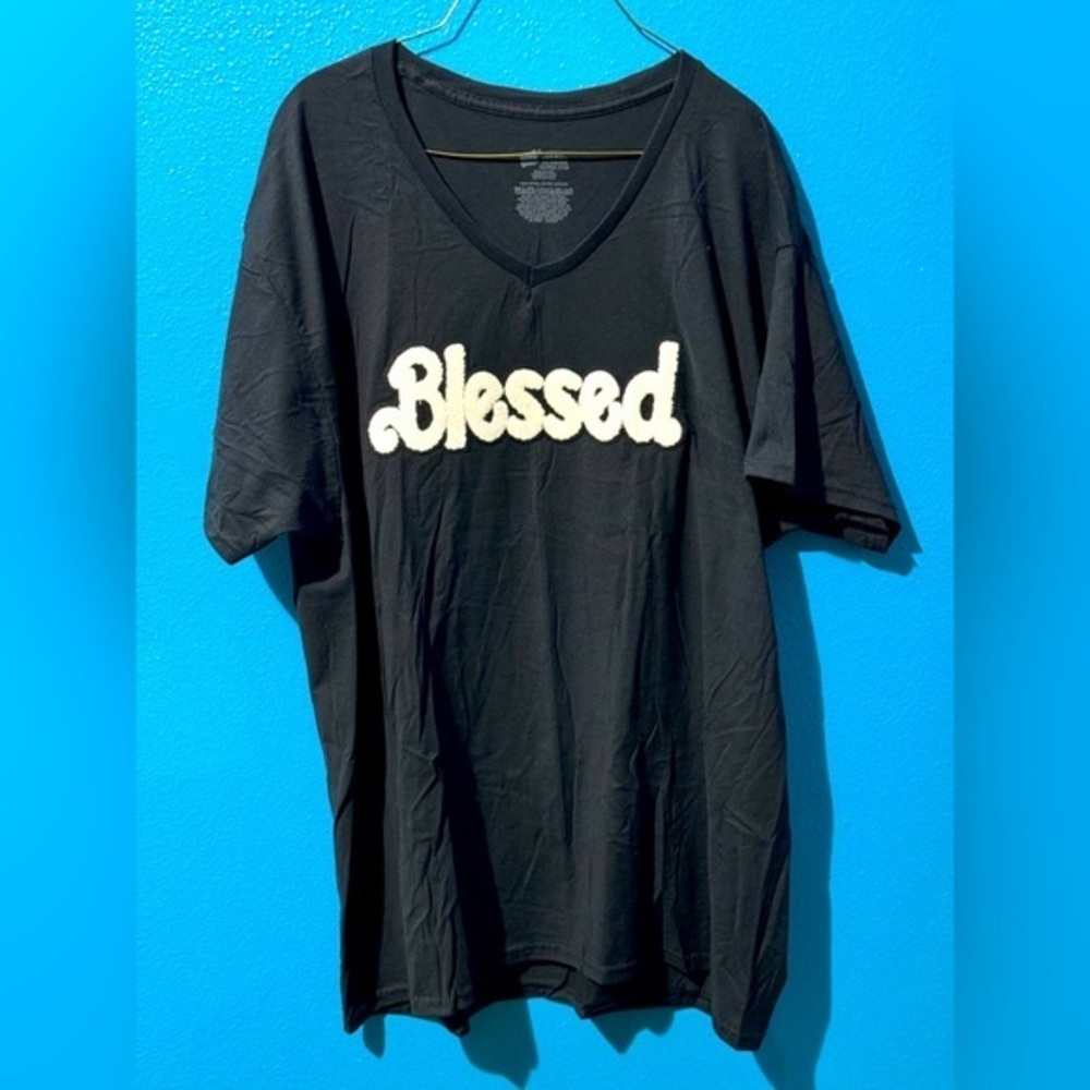 Blessed In Black NWOT Hanes V-Neck XL